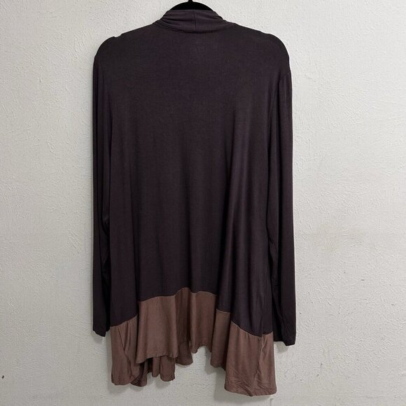 LOGO Lori Goldstein A272836 Open Front Colorblock Cardigan Contrast Pockets XL - Picture 8 of 12